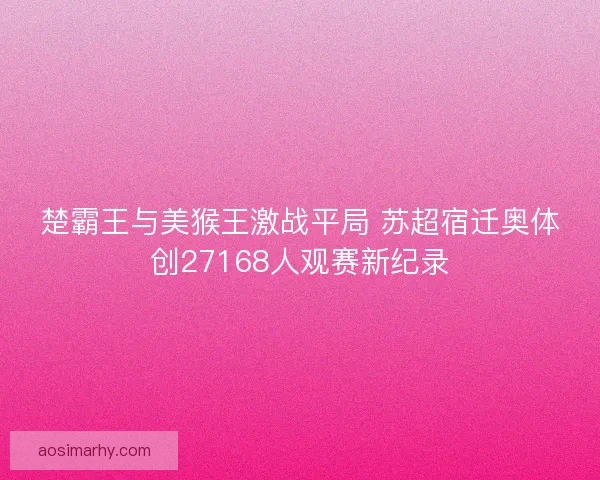 楚霸王与美猴王激战平局 苏超宿迁奥体创27168人观赛新纪录