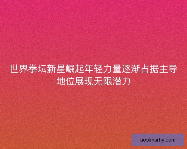 世界拳坛新星崛起年轻力量逐渐占据主导地位展现无限潜力 世界拳坛新星崛起年轻力量逐渐占据主导地位展现无限潜力